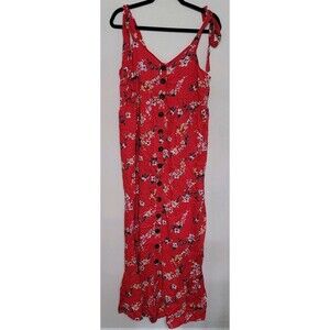 ISABEL MATERNITY RED FLORAL PRINT SMOCKED MAXI DRESS -  SIZE XS